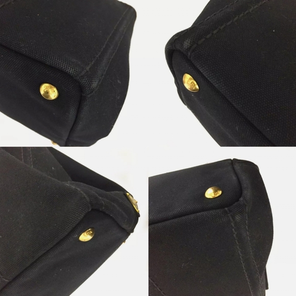 PRADA BLACK/BROWN CANAPA HAND TOTE BAG/2921 - Picture 6 of 13